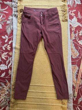 Toad&Co flextime skinny pants maroon red muted berry stretchy women’s 12